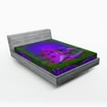 thumbnail image 1 of Ambesonne Christmas Fitted Sheet, Deers Tree Wood Frame, Full Size, Brown Green Red, 1 of 2