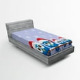 thumbnail image 1 of Ambesonne Christmas Fitted Sheet, Fun Birds Santa Hats, Twin XL Size, Blue Red, 1 of 2