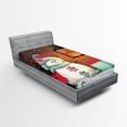 thumbnail image 1 of Ambesonne Christmas Fitted Sheet, Garden with Gift Box, Twin XL Size, White Brown, 1 of 3