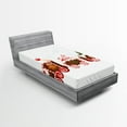 thumbnail image 1 of Ambesonne Christmas Fitted Sheet, Gingerbread Train, Twin XL Size, White Brown Vermilion, 1 of 2