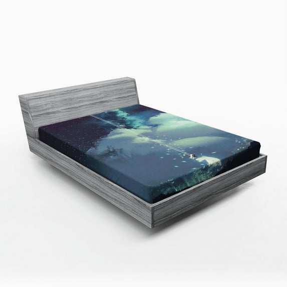 Ambesonne Christmas Fitted Sheet, Handmade Symbolic Day, Queen Size, Purple Green