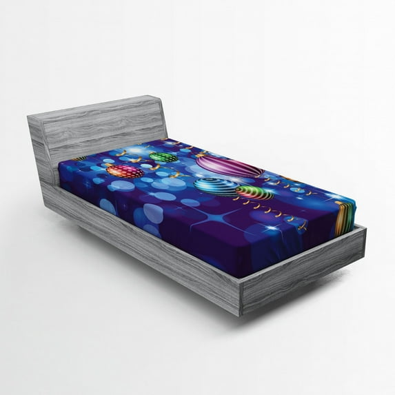 Ambesonne Christmas Fitted Sheet, Happy New Year Party, Twin Size, Multicolor