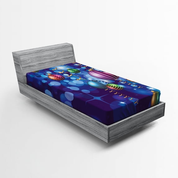 Ambesonne Christmas Fitted Sheet, Happy New Year Party, Twin XL Size, Multicolor