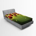 thumbnail image 1 of Ambesonne Christmas Fitted Sheet, New Year Design Party, Twin Size, Green Red, 1 of 2