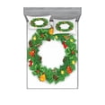 thumbnail image 1 of Ambesonne Christmas Fitted Sheet & Pillow Sham Set, Evergreen Wreath Art, Queen, Green White, 1 of 3