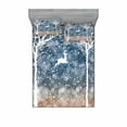 thumbnail image 1 of Ambesonne Christmas Fitted Sheet & Pillow Sham Set, Flying Deer Ombre Snow, Full, Blue and White, 1 of 3