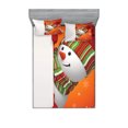 thumbnail image 1 of Ambesonne Christmas Fitted Sheet & Pillow Sham Set, Funny Snowman Santa, Full, White Orange, 1 of 2