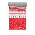 thumbnail image 1 of Ambesonne Christmas Fitted Sheet & Pillow Sham Set, Geometric Snowflakes, Queen, Red White, 1 of 2