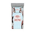thumbnail image 1 of Ambesonne Christmas Fitted Sheet & Pillow Sham Set, Penguins, Twin, Blue Red, 1 of 3