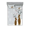 thumbnail image 1 of Ambesonne Christmas Fitted Sheet & Pillow Sham Set, Reindeers Noel, King, Brown Pale Grey White, 1 of 2