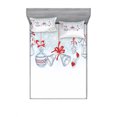 thumbnail image 1 of Ambesonne Christmas Fitted Sheet & Pillow Sham Set, Retro, Full, White Orange and Blue, 1 of 3