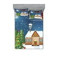 thumbnail image 1 of Ambesonne Christmas Fitted Sheet & Pillow Sham Set, Santa with Rudolf, Full, Multicolor, 1 of 2