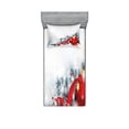 thumbnail image 1 of Ambesonne Christmas Fitted Sheet & Pillow Sham Set, Snow Balls, Twinxl, White Red, 1 of 2
