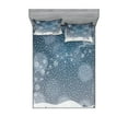 thumbnail image 1 of Ambesonne Christmas Fitted Sheet & Pillow Sham Set, Snowy Landscape at Night, Full, Blue and White, 1 of 2