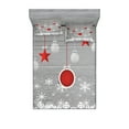 thumbnail image 1 of Ambesonne Christmas Fitted Sheet & Pillow Sham Set, Stars Baubles Snow, King, Grey Red White, 1 of 2