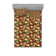 thumbnail image 1 of Ambesonne Christmas Fitted Sheet & Pillow Sham Set, Tree Branches Bells, Calking, Multicolor, 1 of 2