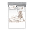 thumbnail image 1 of Ambesonne Christmas Fitted Sheet & Pillow Sham Set, Vintage Classic Xmas, Queen, Brown, 1 of 2