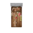 thumbnail image 1 of Ambesonne Christmas Fitted Sheet & Pillow Sham Set, Wooden Pattern, Twin, Brown Red, 1 of 2