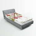 thumbnail image 1 of Ambesonne Christmas Fitted Sheet, Red Bird Floral Tree, Twin XL Size, Green White, 1 of 3