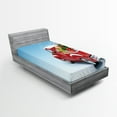 thumbnail image 1 of Ambesonne Christmas Fitted Sheet, Red Truck Xmas Tree, Twin XL Size, Blue Red, 1 of 3