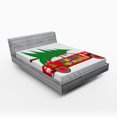 thumbnail image 1 of Ambesonne Christmas Fitted Sheet, Red Vintage Car Elf, Queen Size, Vermilion Green White, 1 of 3