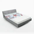 thumbnail image 1 of Ambesonne Christmas Fitted Sheet, Retro, Full Size, White Orange and Blue, 1 of 2