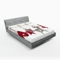 thumbnail image 1 of Ambesonne Christmas Fitted Sheet, Retro Items on, King Size, Red Cream Tan, 1 of 3