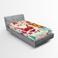 thumbnail image 1 of Ambesonne Christmas Fitted Sheet, Santa and Teddy Bear, Twin Size, Multicolor, 1 of 3