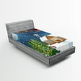 thumbnail image 1 of Ambesonne Christmas Fitted Sheet, Santa with Rudolf, Twin XL Size, Multicolor, 1 of 3