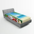 thumbnail image 1 of Ambesonne Christmas Fitted Sheet, Santa with Surfboard, Twin XL Size, Blue Green, 1 of 3