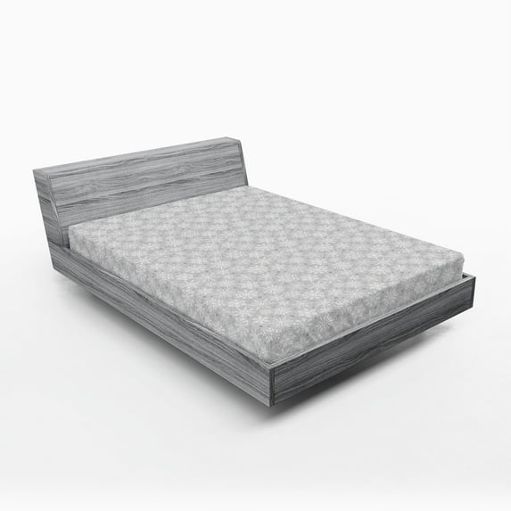 Ambesonne Christmas Fitted Sheet, Snow, Full Size, Grey White