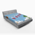 thumbnail image 1 of Ambesonne Christmas Fitted Sheet, Socks Hanging Bird, Queen Size, White Blue, 1 of 2