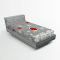thumbnail image 1 of Ambesonne Christmas Fitted Sheet, Stars Baubles Snow, Twin XL Size, Grey Red White, 1 of 3