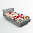 thumbnail image 1 of Ambesonne Christmas Fitted Sheet, Vintage Santa, Twin XL Size, Multicolor, 1 of 3