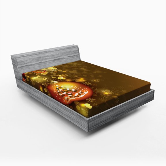 Ambesonne Christmas Fitted Sheet, Vivid New Year, Full Size, Multicolor