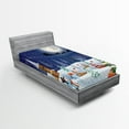 thumbnail image 1 of Ambesonne Christmas Fitted Sheet, Winter Landscape, Twin Size, White Blue, 1 of 3