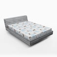 thumbnail image 1 of Ambesonne Christmas Fitted Sheet, Winter Retro Forest, Queen Size, Brown Blue, 1 of 2