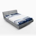 thumbnail image 1 of Ambesonne Christmas Fitted Sheet, Yule Winter Border, King Size, Dark Blue White, 1 of 3