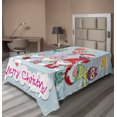 thumbnail image 1 of Ambesonne Christmas Flat Sheet, Colorful Gnomes and Owls, Twin Size, Pale Blue Multicolor, 1 of 1