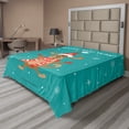 thumbnail image 1 of Ambesonne Christmas Flat Sheet, Jumping Dog and New Year, California King, Seafoam Caramel and Vermilion, 1 of 1
