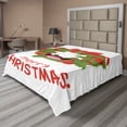 thumbnail image 1 of Ambesonne Christmas Flat Sheet, Laughing Wreath Ornaments, King Size, Olive Green and Dark Coral, 1 of 1