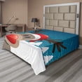 thumbnail image 1 of Ambesonne Christmas Flat Sheet, Noel Fun Cartoon, Queen Size, Red Brown Navy, 1 of 1