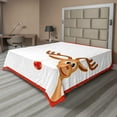 thumbnail image 1 of Ambesonne Christmas Flat Sheet, Reindeer Xmas Theme, California King, Pale Caramel and Red, 1 of 1