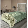 thumbnail image 1 of Ambesonne Christmas Flat Sheet, Santa Claus Reindeer, TwinXL Size, Beige Green White, 1 of 1