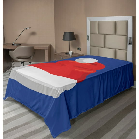 Ambesonne Christmas Flat Sheet, Simple Hat of Santa Claus, TwinXL Size, Violet Blue Vermilion