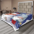 thumbnail image 1 of Ambesonne Christmas Flat Sheet, Snowman and Funny Gnome, King Size, Dark Violet Multicolor, 1 of 1