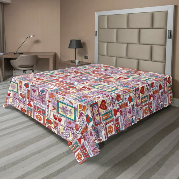 Ambesonne Christmas Flat Sheet, Sweets Candles Citrus, Queen Size, Multicolor