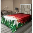 thumbnail image 1 of Ambesonne Christmas Flat Sheet, Xmas Theme, Twin Size, Red Green White, 1 of 1