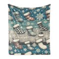 Ambesonne Christmas Fleece Throw Blanket Cold Xmas Stocking Plaid 60