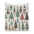 thumbnail image 1 of Ambesonne Christmas Fleece Throw Blanket Simple Woods Tree Pattern 60"x80" Jade Green White Paprika, 1 of 6